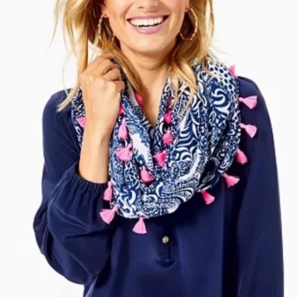 Lilly Pulitzer Navy and Pink Scarf